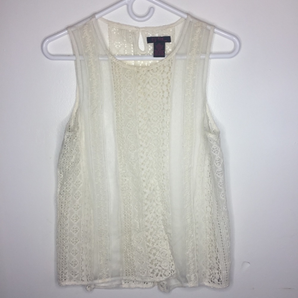 It’s Pink Medium White Tank Top